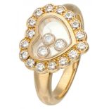 18K. Yellow gold Chopard 'Happy Diamonds' heart-shaped ring.