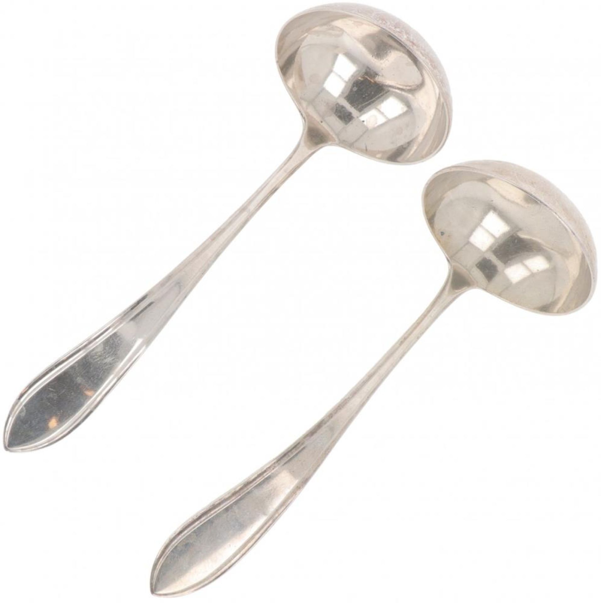 (2) piece set of sauce spoons "Dutch point fillet" silver.