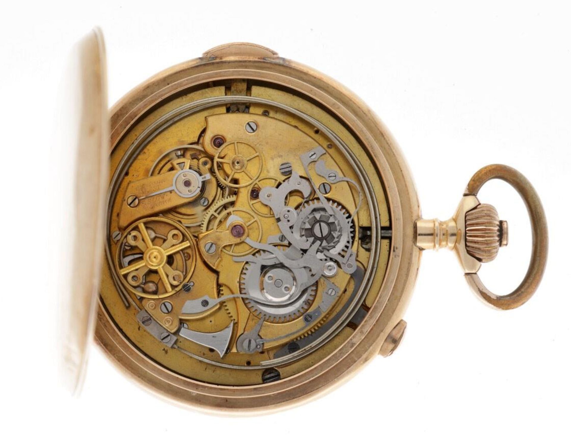 Golden Savonette Chronograph - Men's Pocket Watch - appr. 1889. - Bild 5 aus 7