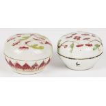 A lot of (2) porcelain lidded boxes with floral decoration. China, circa 1900.