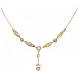 14K. Yellow gold necklace set with rose cut diamond.