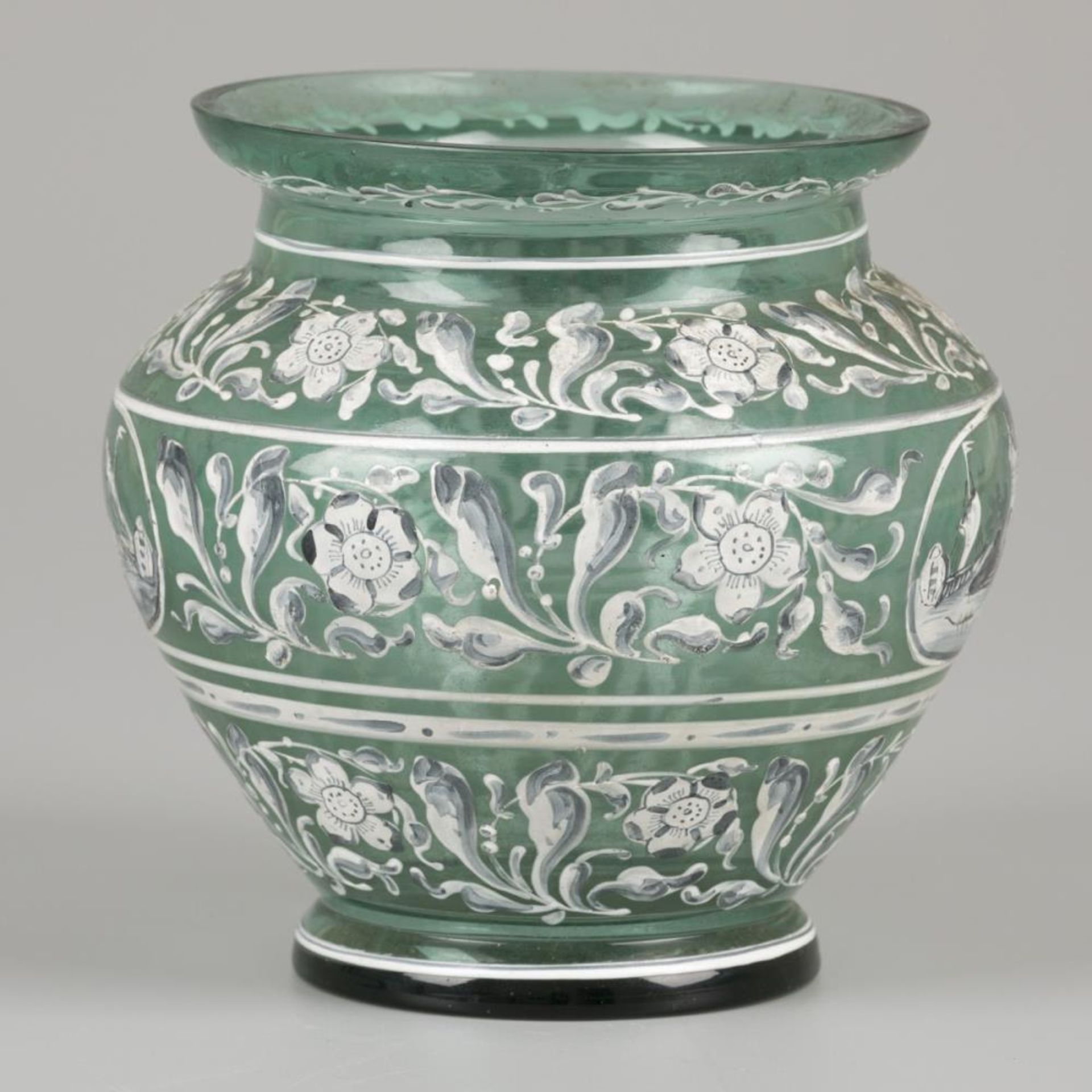 A glass vase with enamelled motif, Italy, 19th century. - Image 5 of 7