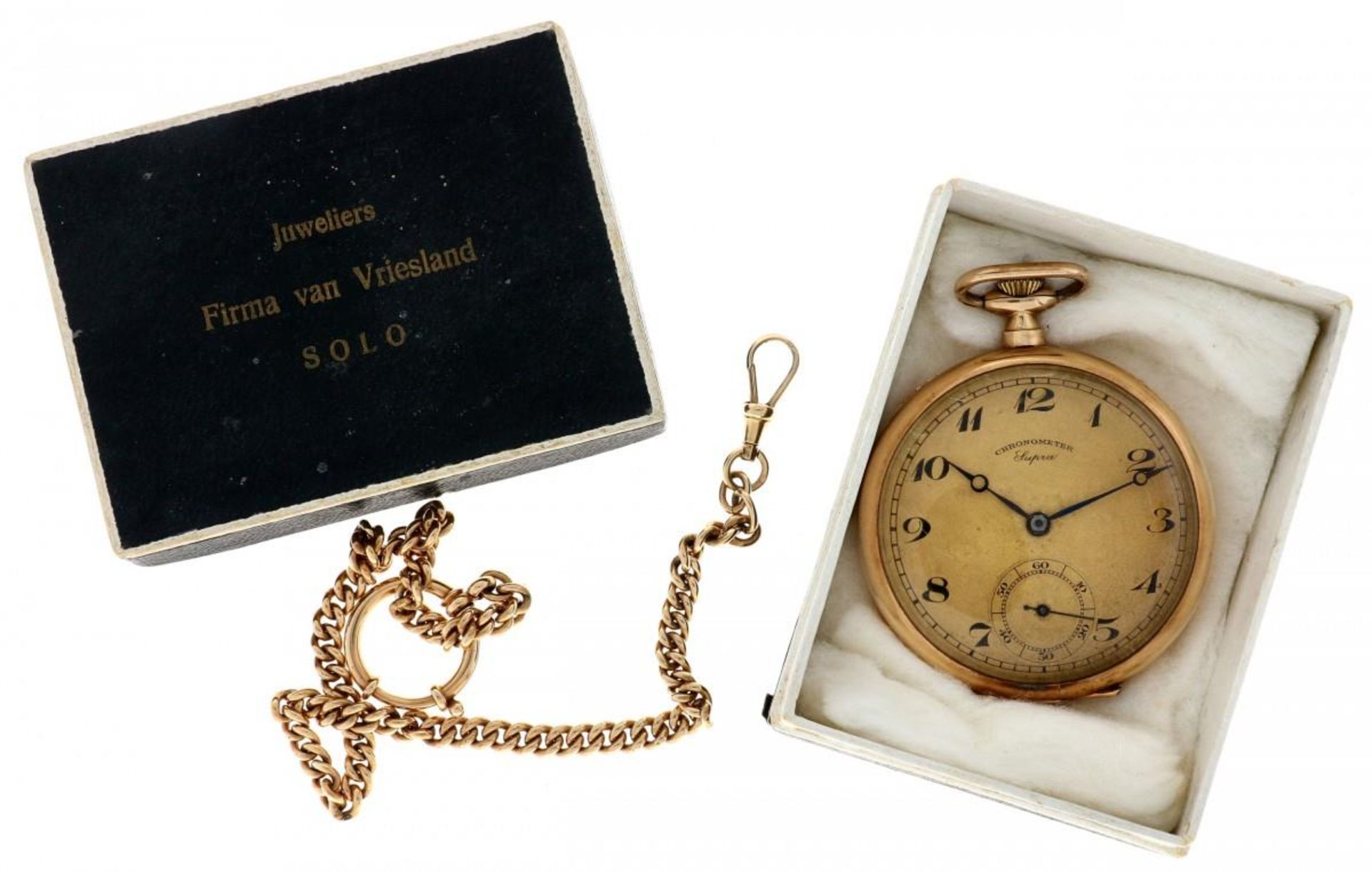 Chronometer Supra - Golden pocket watch with golden chain - ca. 1915. - Bild 7 aus 7