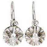 14K. Vintage white gold earrings set with approx. 0.06 ct. diamond.