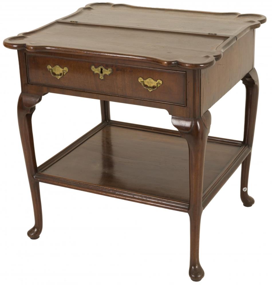 A mahogany Queen Anne-style game table/ side table, Dutch, 18th century.