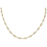 18K. Yellow gold filigree link necklace.