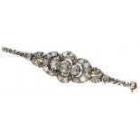 14K. Yellow gold and silver brooch set with rose cut diamond.