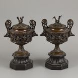 A set of chimney vases decoratred with boar heads and beechnuts, ca. 1900.