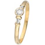 18K. Yellow gold shoulder ring set with approx. 0.24 ct. diamond.