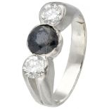 Pt 950 Platinum ring set with approx. 0.54 ct. diamond and natural sapphire.