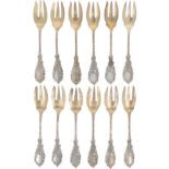 (12) piece set of strudel forks silver.