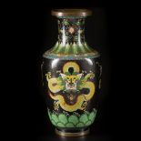 A cloisonne vase with dragon decoration, China, late 19th century.