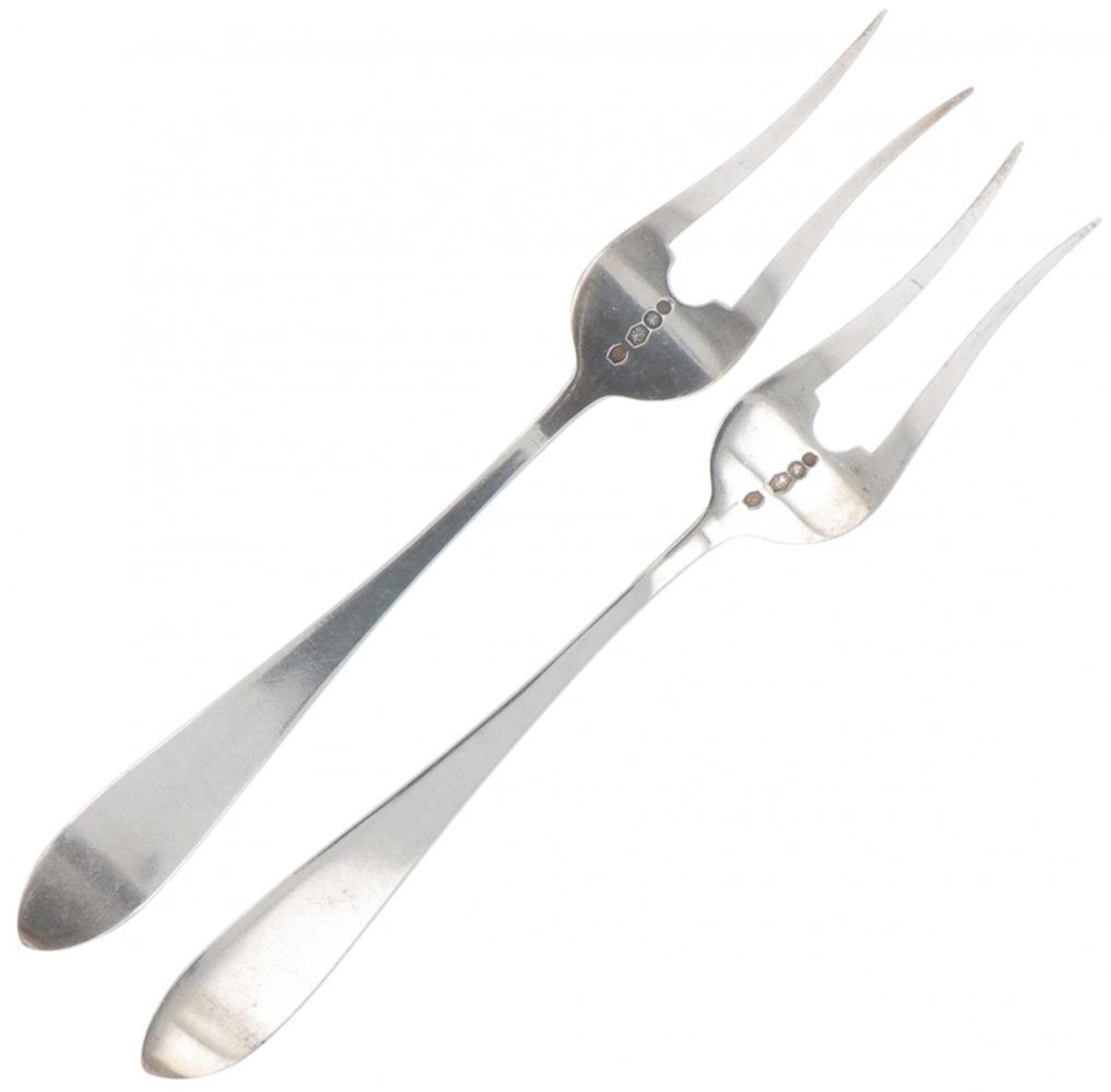 (2) piece set of cold meat forks "Dutch point fillet" silver. - Bild 2 aus 3