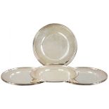 (6) piece set silver-plated bottom plates.