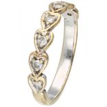 18K. Yellow gold ring set with approx. 0.14 ct. diamond in heart-shaped setting.
