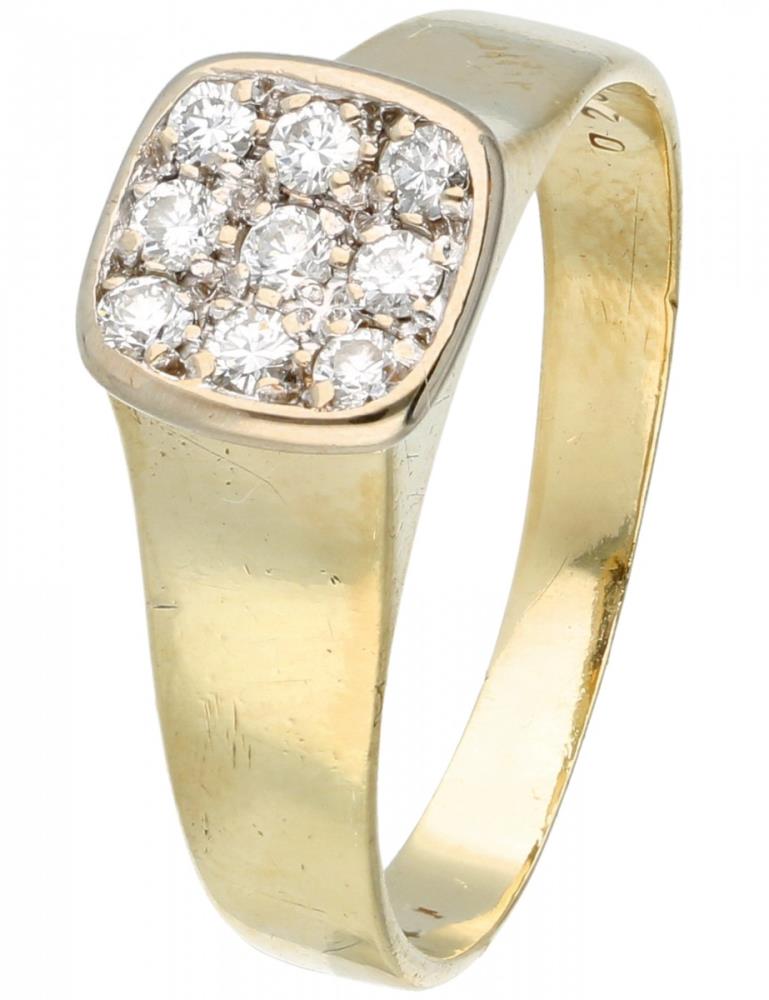 14K. Yellow gold ring set with approx. 0.18 ct. diamond.