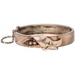 Rose gold-plated silver antique bangle bracelet set with seed pearl - 800/1000.
