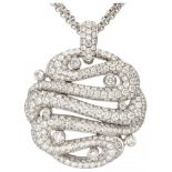 Exclusive 18K. white gold Hulchi Belluni Italian design necklace and pendant set with approx. 4.96 c