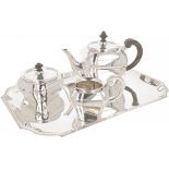 (4) piece tea set with silver tray.