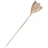 Antique BLA 10K. rose gold lapel pin with floral engraved decoration and acanthus leaves.