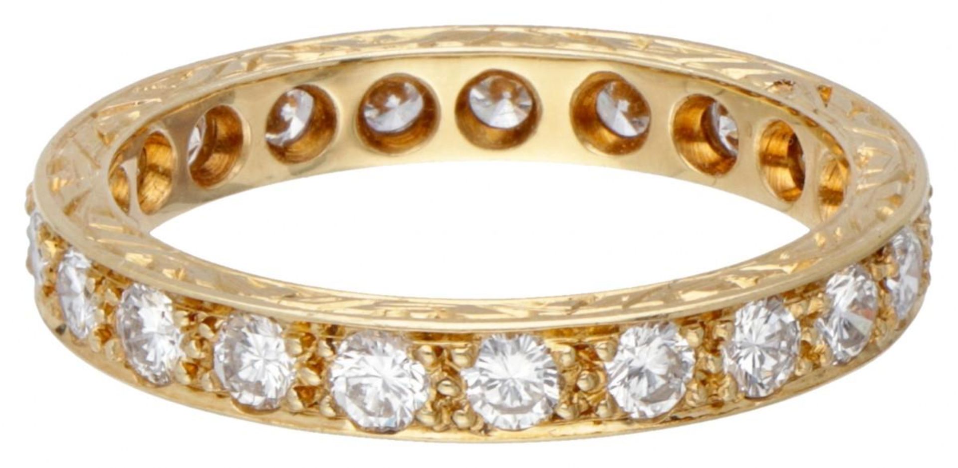 18K. Yellow gold alliance ring set with approx. 1.05 ct. diamond in an engraved setting. - Image 2 of 2