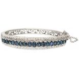 Silver openwork bangle bracelet set with approx. 7.18 ct. natural sapphire and approx. 0.30 ct. diam