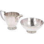 (2) piece cream set silver.