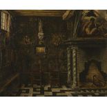Attributed to Henri de Braekeleer (Antwerpen 1840-1888), Flemmish interior with hearth - Room in the