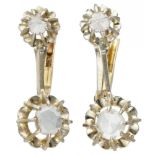 14K. Bicolor gold antique earrings set with rose cut diamond.