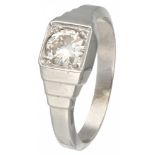 14K. White gold vintage solitaire ring set with approx. 1.00 ct. diamond.