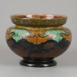 A earthenware cachepot with polychrome decoration, Rozenburg, The Hague, 1st half 20th century.