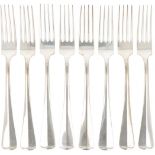 (8) piece set dinner forks "Haags Lofje" silver.