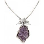 Silver Reino Saastamoinen vintage necklace and pendant set with uncut amethyst crystals - 925/1000.