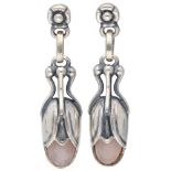 Silver Georg Jensen earrings of the year 2011, set with rose quartz - 925/1000.