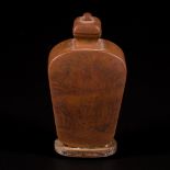 A wooden snuff bottle with landscape decor, China, 19th century.