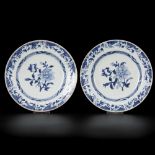 A set of (2) porcelain plates with floral decoration in the centre, and with grapevine decoration, C