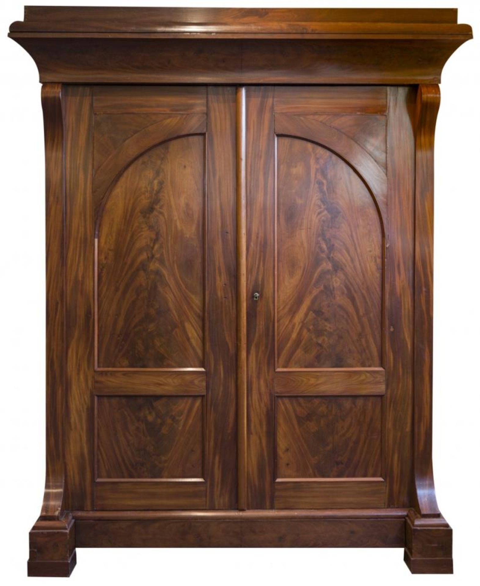 A mahogany veneered Biedermeier cabinet, Dutch, 2nd quarter 19th century.