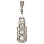 18K. Gold with Pt 900 platinum Art Deco pendant set with approx. 0.30 ct. diamond.