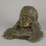 A bronze inkwell in the shape of an Indian chief head, United States, 1st quarter 20th century.