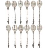 (12) piece set apostle teaspoons silver.