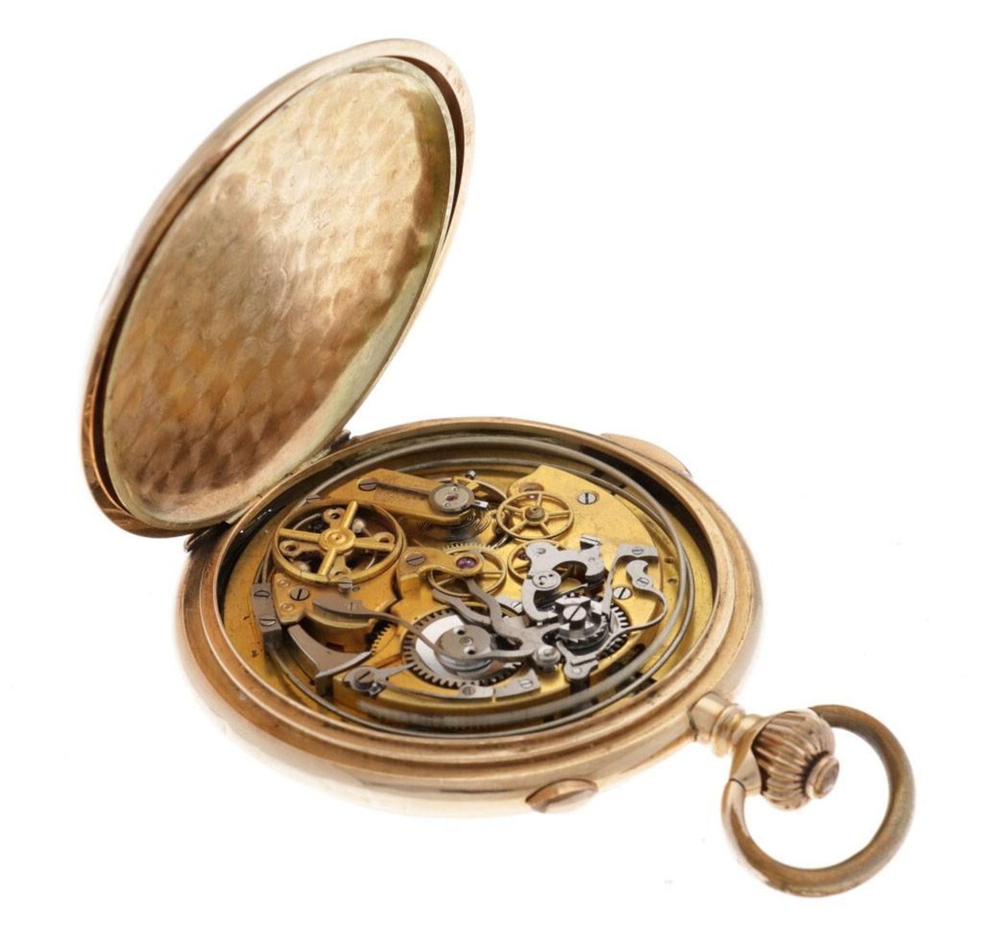 Golden Savonette Chronograph - Men's Pocket Watch - appr. 1889. - Bild 6 aus 7