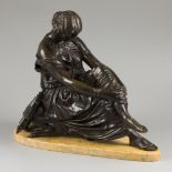 D'après Jean-Jacques "James" Pradier (Genève 1790 - 1852 Paris), A bronze seated Sappho, 19th centur