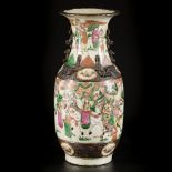 A Nanking earthenware vase decorated with figures, China, 19th century.