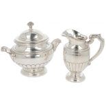 (2) piece creamer set silver.