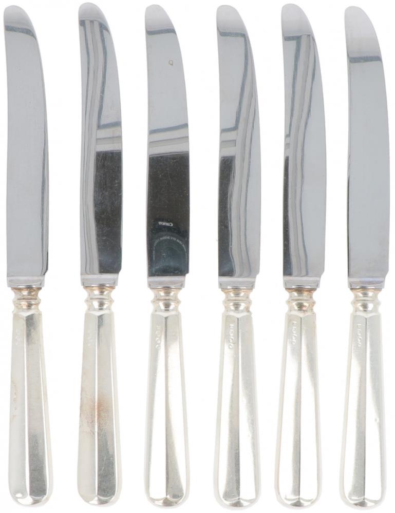 (6) piece set dinner knives "Haags Lofje" silver.