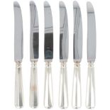 (6) piece set dinner knives "Haags Lofje" silver.