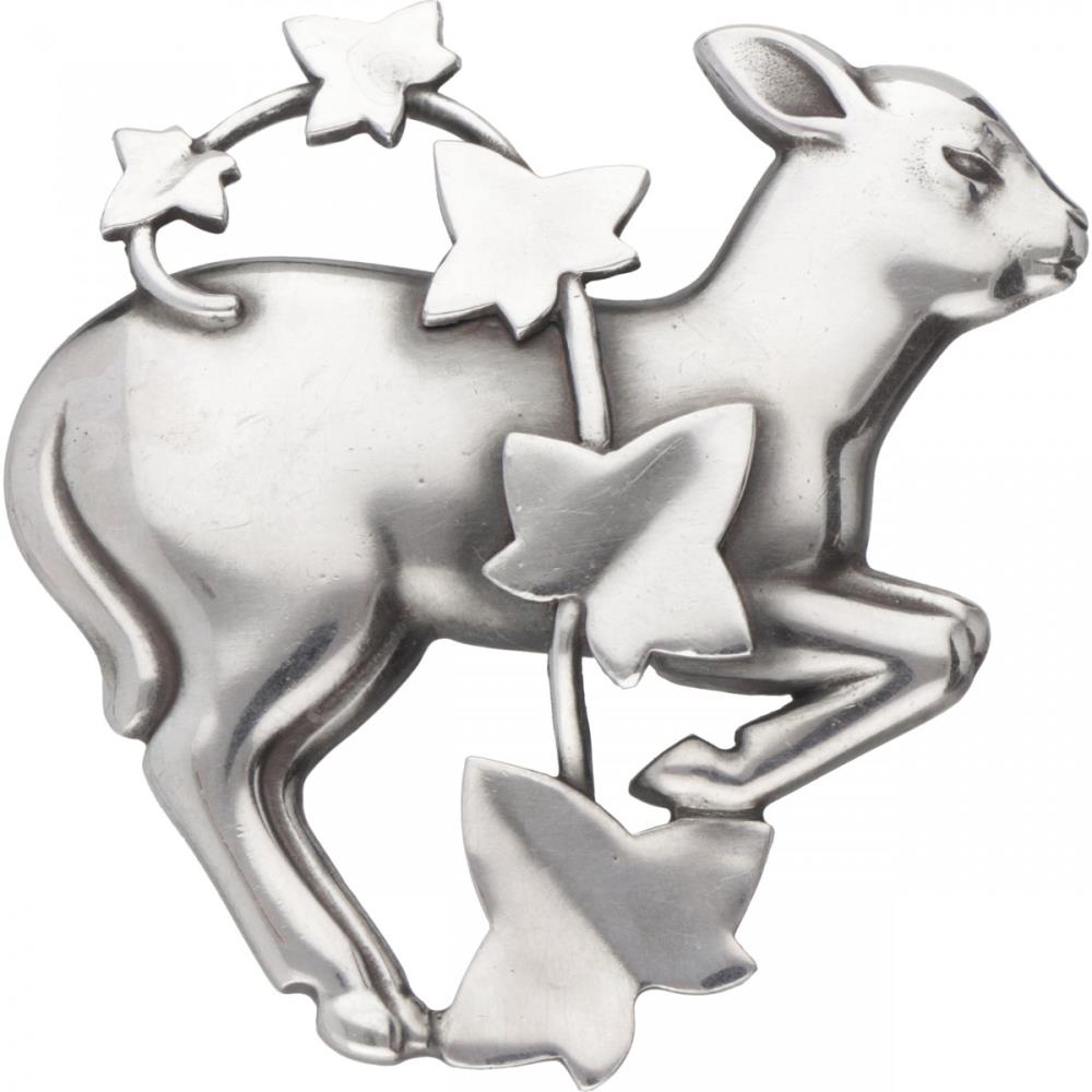 Arno Malinowski for Georg Jensen no.311 silver 'Lamb and Ivy' brooch - 925/1000.