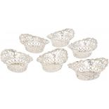 (6) piece set of bonbon or 'sweetmeat' baskets silver.