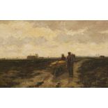 Jacques Zon (The Hague 1872 - 1932), "Op de heide" - Travellers in a heath landscape.