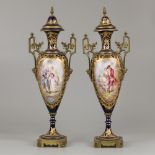 A set of (2) porcelain vases with bronze mounts, Chateau des Tuileries. France, 19th century.